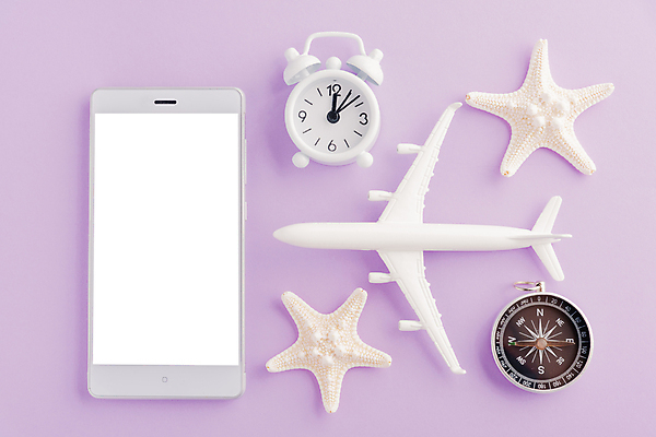 포토 JPG 해외이미지 여행 불가사리 비행기 사람없음 스마트폰 보라색 자명종 나침반 목업 해외202009 해외포토 시계 컬러 항공교통 극피동물 대중교통 핸드폰 스마트기기 알람 파일형식