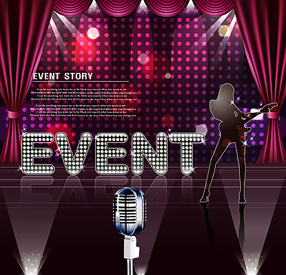 EPS 알파벳 영어 여자 실루엣 악기 백그라운드 일러스트 현악기 조명 사람 이벤트 물방울무늬 공연 연주자 무대 기타 커튼 알림 마이크 스포트라이트 큐빅 여자만 국내일러스트 문자 음악 음향기기 무늬 촬영기법 음악가 광석 파일형식 벡터