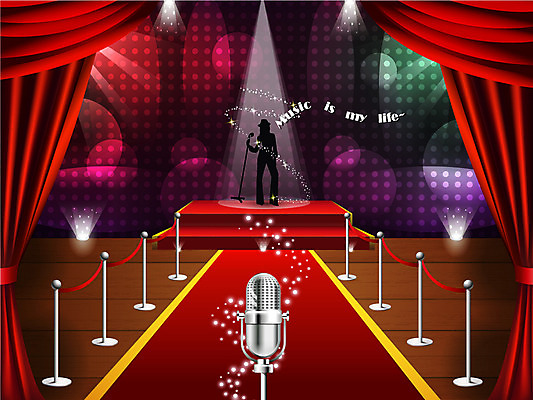 EPS 여자 실루엣 포즈 백그라운드 일러스트 노래 조명 프레임 사람 이벤트 반짝임 계단 물방울무늬 가수 무대 커튼 중절모 마이크 쇼 스포트라이트 레드카펫 여자만 국내일러스트 모자_잡화 음악 음향기기 무늬 모션 촬영기법 음악가 파일형식 벡터