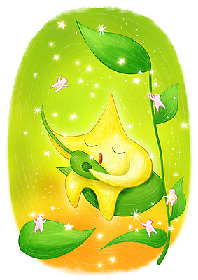 PSD 식물 별 악기 줄기 백그라운드 연주 일러스트 노래 상상 현악기 요정 세로 반짝임 판타지 기타 국내일러스트 자연요소 음악 모션 파일형식