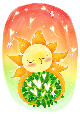 자연요소 PSD 백그라운드 일러스트 상상 나뭇잎 요정 세로 반짝임 판타지 태양 하트 국내일러스트 모양 잎 모션 파일형식