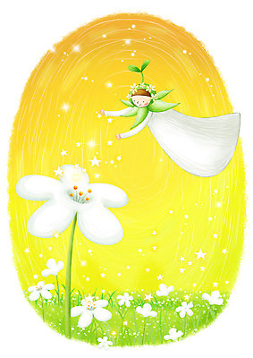 PSD 식물 꽃 백그라운드 꽃밭 일러스트 상상 요정 세로 반짝임 판타지 새싹 비행 가상인물 국내일러스트 모션 파일형식