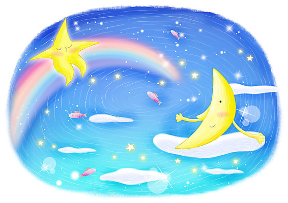 자연요소 PSD 구름 별 백그라운드 무지개 일러스트 상상 어류 가로 반짝임 판타지 달 별님 국내일러스트 모션 수중동물 파일형식
