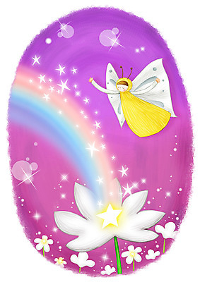 PSD 식물 꽃 별 나비 곤충 백그라운드 무지개 꽃밭 일러스트 상상 요정 세로 반짝임 판타지 물방울 비행 가상인물 국내일러스트 자연요소 동물 모션 파일형식