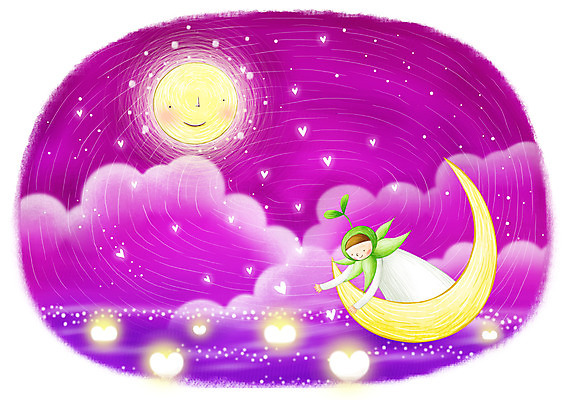 PSD 식물 구름 백그라운드 일러스트 상상 하늘 요정 가로 반짝임 판타지 새싹 달 하트 가상인물 국내일러스트 자연요소 모양 모션 파일형식