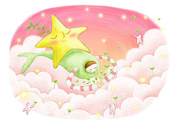 PSD 식물 구름 별 줄기 백그라운드 일러스트 상상 요정 어류 가로 반짝임 판타지 새싹 가상인물 국내일러스트 자연요소 모션 수중동물 파일형식