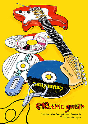 PSD 포스터 문화 예술 악기 음악 이어폰 백그라운드 일러스트 현악기 문화예술 사람없음 세로 공연 CD 기타 MP3 일렉기타 국내일러스트 음향기기 이벤트 전자제품 파일형식