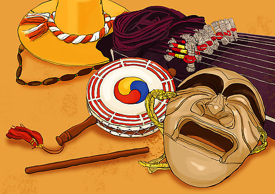 PSD 한국문화 전통문화 문화 예술 악기 백그라운드 무늬 일러스트 현악기 문화예술 타악기 전통소품 국악기 사람없음 가로 전통무늬 오브젝트 태극 탈 하회탈 가야금 소고 안동하회탈 국내일러스트 갓모자 모자_잡화 동양문화 전통 문양 음악 한국 국악 가면 파일형식