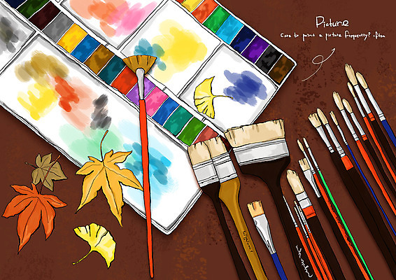 PSD 계절 포스터 문화 예술 백그라운드 단풍 낙엽 일러스트 문화예술 회화 미술 사람없음 가로 물감 미술도구 가을 붓 팔레트 은행잎 가을배경 국내일러스트 잎 말하기 오브젝트 파일형식 가을_계절