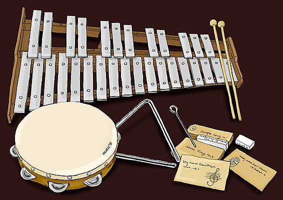 PSD 포스터 문화 예술 악기 음악 백그라운드 일러스트 문화예술 타악기 사람없음 가로 메모지 탬버린 실로폰 실로폰채 국내일러스트 사무용품 파일형식