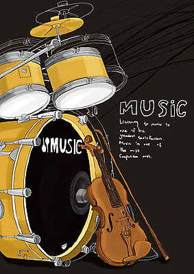 PSD 포스터 문화 예술 악기 음악 백그라운드 연주 일러스트 현악기 문화예술 타악기 사람없음 세로 공연 바이올린 활 드럼 국내일러스트 이벤트 파일형식