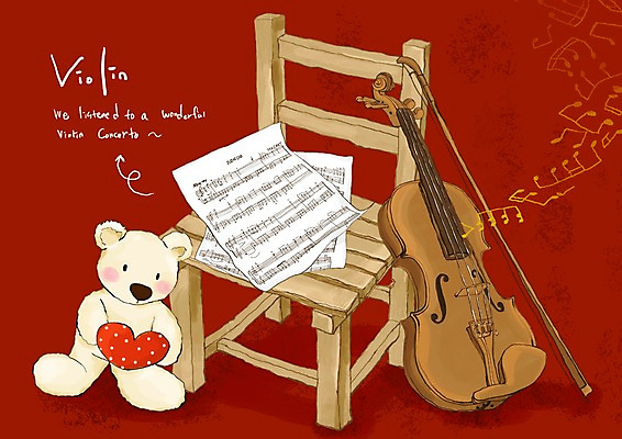 PSD 포스터 문화 예술 악기 음악 인형 백그라운드 연주 의자 음표 일러스트 현악기 문화예술 사람없음 가로 공연 곰인형 바이올린 악보 연주회 국내일러스트 기호 가구 이벤트 음악회 파일형식