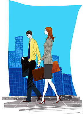 EPS 라이프스타일 여자 남자 서류가방 가방 일러스트 비즈니스 거리 사람 풍경 정장 빌딩 야외 두명 건물 세로 비즈니스라이프 걷기 모임 도시 직장인 비즈니스맨 비즈니스우먼 외근 국내일러스트 직업 건축물 잡화 옷 모션 생활 업무 파일형식 벡터
