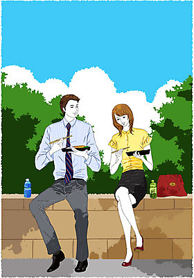 EPS 주간 나무 식물 구름 라이프스타일 커플 여자 남자 여유 음료 가방 데이트 일러스트 비즈니스 하늘 휴식 대화 사람 정장 야외 두명 세로 비즈니스라이프 직장인 비즈니스맨 비즈니스우먼 도시락 점심식사 사내커플 국내일러스트 자연요소 직업 잡화 옷 감정 음식 컨셉 관계 말하기 생활 식사 파일형식 벡터