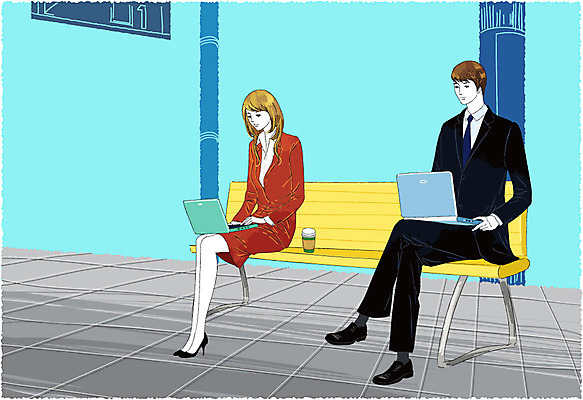 EPS 라이프스타일 여자 남자 커피 벤치 의자 일러스트 비즈니스 사람 정장 야외 두명 가로 비즈니스라이프 노트북 컴퓨터 업무 직장인 비즈니스맨 비즈니스우먼 작업실 역 플랫폼 테이크아웃 국내일러스트 직업 옷 음료 가구 교통시설 생활 전자제품 작업 파일형식 벡터