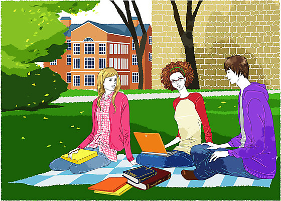 EPS 주간 학생 라이프스타일 여자 남자 안경 길 여유 대학생 일러스트 대학생라이프 휴식 대화 사람 잔디 취미 야외 책 가로 세명 노트북 컴퓨터 캠퍼스라이프 돗자리 교과서 대학교 교정 교내 국내일러스트 자연요소 식물 잡화 감정 컨셉 학교 교재 말하기 생활 전자제품 파일형식 벡터