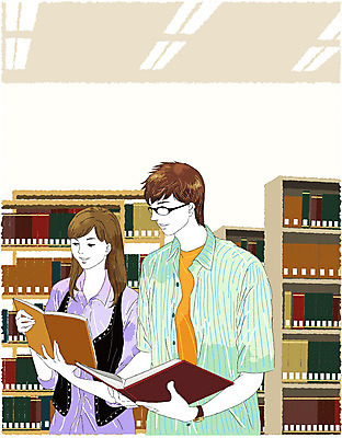 EPS 학생 라이프스타일 커플 여자 남자 안경 대학생 일러스트 학교 대학생라이프 책장 실내 사람 두명 책 세로 캠퍼스라이프 도서관 대학교 국내일러스트 잡화 교육 가구 관계 내부 생활 파일형식 벡터