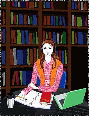 EPS 라이프스타일 여자 커피 대학생 의자 일러스트 학교 탁자 대학생라이프 책장 실내 한명 사람 20대 성인 책 세로 노트북 스터디 컴퓨터 필기구 펜 캠퍼스라이프 헤드폰 공책 도서관 커피잔 책상 교과서 대학교 사전 안식처 텀블러 청년만 청년여자만 청년여자한명만 성인여자한명만 국내일러스트 1 학생 교육 음료 음향기기 가구 휴식 문구용품 교재 잔 청년 내부 생활 컵 전자제품 학습 여자만 여자한명만 성인여자만 성인만 파일형식 벡터