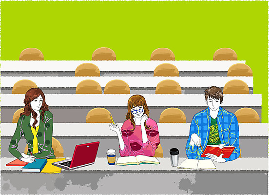 EPS 라이프스타일 여자 남자 안경 커피 대학생 의자 일러스트 수업 대학생라이프 실내 사람 책 가로 세명 노트북 컴퓨터 캠퍼스라이프 강의실 책상 교과서 대학교 테이크아웃 텀블러 국내일러스트 학생 잡화 교육 음료 가구 학교 교재 내부 생활 컵 전자제품 공간 파일형식 벡터