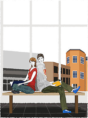 EPS 학생 라이프스타일 커플 여자 남자 여유 대학생 벤치 의자 일러스트 창문 학교 대학생라이프 휴식 실내 사람 두명 건물 책 캐주얼 세로 친구 스터디 독서 캠퍼스라이프 기댐 교과서 대학교 교정 국내일러스트 건축물 옷 교육 감정 가구 컨셉 관계 모션 교재 내부 생활 학습 파일형식 벡터