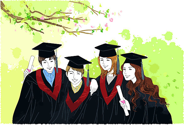 EPS 주간 나무 식물 학생 라이프스타일 여자 남자 꽃 대학생 일러스트 학사모 졸업 학교 어깨동무 대학생라이프 졸업식 사람 여러명 야외 가로 친구 캠퍼스라이프 나뭇가지 졸업가운 졸업장 대학교 교정 동창 수여식 국내일러스트 자연요소 모자_잡화 교육 포즈 다수 관계 생활 가운 파일형식 벡터