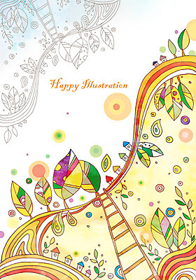 PSD 나무 식물 영어 선 줄기 백그라운드 잎 곡선 일러스트 사다리 상상 주택 사람없음 건물 세로 판타지 컬러풀 공백 원형 국내일러스트 도형 문자 건축물 컬러 도구 파일형식