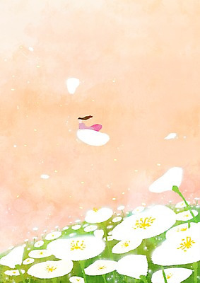 PSD 식물 사계절 계절 여자 꽃잎 꽃 백그라운드 꽃밭 일러스트 상상 자연 바람 사람 풍경 판타지 봄풍경 봄 흰색 비행 여자만 봄배경 국내일러스트 자연요소 컬러 날씨 생태계 파일형식