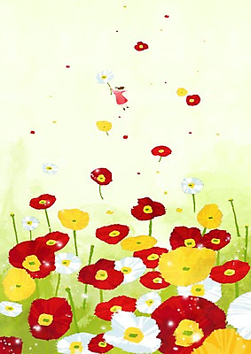 PSD 식물 사계절 계절 여자 꽃 백그라운드 꽃밭 일러스트 상상 자연 바람 사람 풍경 판타지 봄풍경 봄 비행 양귀비 여자만 봄배경 국내일러스트 자연요소 날씨 생태계 파일형식