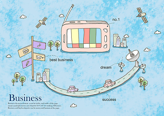 PSD 도로 백그라운드 일러스트 비즈니스 통신 자동차 성공 안테나 빌딩 사람없음 건물 텔레비전 꿈 인공위성 표지판 네트워크 목표 위성안테나 방송 국내일러스트 건축물 길 육상교통 컨셉 교통시설 알림판 전자제품 파일형식