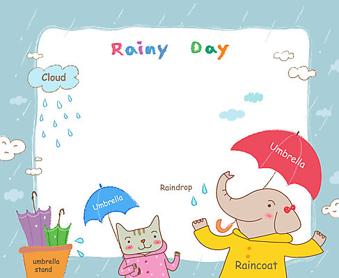 EPS 동물 구름 문자 척추동물 육지동물 알파벳 영어 교육 일러스트 우산 포유류 교과목 코끼리 프레임 틀 영어교육 사람없음 가로 단어 고양이 비 빗방울 우비 영어교실 우산꽂이 국내일러스트 자연요소 옷 수업 날씨 반려동물 비_날씨 꽂이 파일형식 벡터