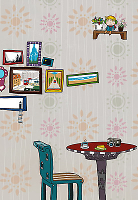 PSD 액자 백그라운드 의자 일러스트 탁자 실내 생활 인테리어 케이크 공간 리빙백그라운드 생활공간 국내일러스트 디자인 가구 디저트 내부 파일형식