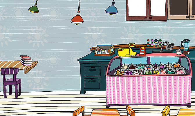 PSD 백그라운드 무늬 의자 일러스트 벽지 탁자 아이스크림 전등 조명 실내 사람없음 생활 책 인테리어 상점 줄무늬 공간 가전제품 계산대 믹서 싱크대 서랍장 진열장 리빙백그라운드 생활공간 식기건조대 아이스크림가게 국내일러스트 디자인 가구 디저트 내부 개수대 건조대 아이스크림장사 파일형식