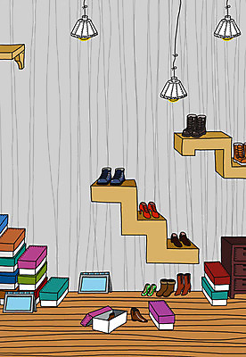 PSD 잡화 구두 백그라운드 신발 일러스트 전등 조명 선반 부츠 실내 사람없음 생활 쇼핑 인테리어 상자 상점 전시 공간 거울 서랍장 워커 리빙백그라운드 생활공간 신발상자 신발케이스 국내일러스트 디자인 가구 내부 파일형식