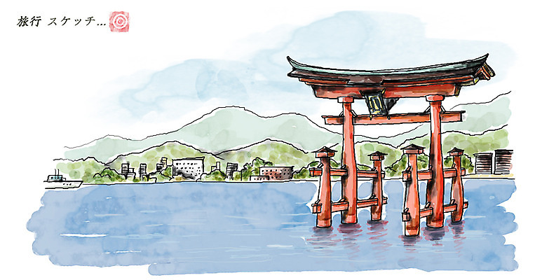 PSD 건축물 아시아 여유 바다 섬 여행 일러스트 휴식 풍경 사람없음 건물 물 일본 일본여행 과거 미야지마신사 신사_일본건축 국내일러스트 자연요소 건축 감정 나라 해외여행 컨셉 일본건축 파일형식