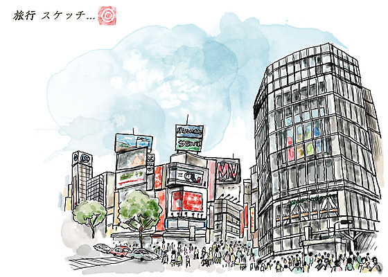 PSD 건축물 아시아 도로 여유 여행 일러스트 자동차 휴식 거리 사람 빌딩 여러명 성인 건물 일본 보행자 도쿄 일본여행 과거 전광판 시부야 국내일러스트 건축 감정 나라 길 육상교통 해외여행 다수 컨셉 교통시설 파일형식