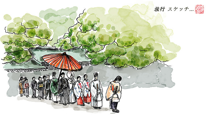 PSD 나무 건축물 아시아 여유 여행 결혼 일러스트 휴식 사람 여러명 성인 건물 일본 도쿄 전통의상 일본여행 전통혼례 과거 메이지진구 국내일러스트 식물 한국전통 전통 건축 감정 나라 해외여행 다수 컨셉 이벤트 전통의례 파일형식