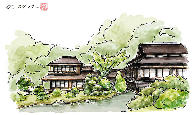 PSD 나무 건축물 아시아 여유 여행 일러스트 휴식 산 사람없음 건물 정원 일본 일본여행 과거 산케이엔정원 요코하마 국내일러스트 식물 건축 감정 나라 해외여행 컨셉 파일형식