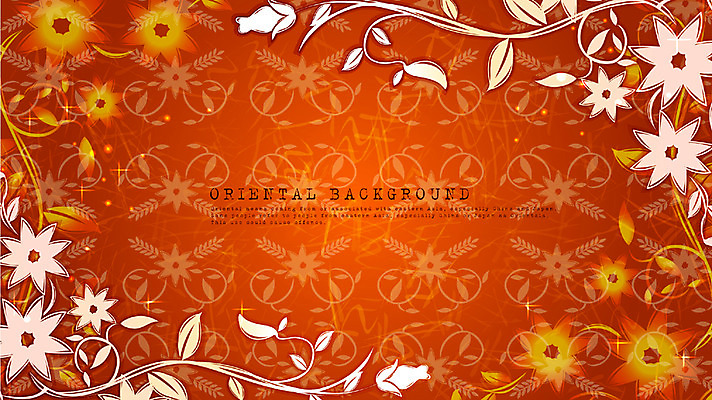 EPS 식물 문양 꽃 실루엣 아시아 줄기 컬러 백그라운드 무늬 꽃무늬 패턴 일러스트 사람없음 가로 주황색 오리엔탈 덩굴 신비 국내일러스트 나라 컨셉 촬영기법 파일형식 벡터
