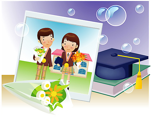 EPS 학생 여학생 여자 교육 남자 교복 남학생 꽃다발 일러스트 학사모 졸업 학교 졸업생 사람 소년 두명 건물 책 가로 물방울 추억 메달 공기방울 기념사진 국내일러스트 모자_잡화 건축물 옷 꽃 어린이 컨셉 상_상패 파일형식 벡터