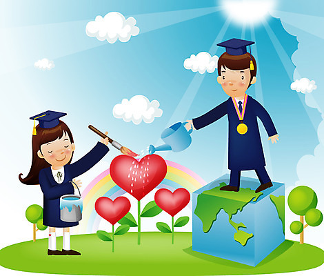 EPS 나무 식물 구름 학생 여학생 여자 교육 남자 남학생 세계지도 일러스트 학사모 졸업 새출발 졸업생 사람 소년 초원 두명 가로 햇빛 희망 페인트 미술도구 꿈 물뿌리개 하트 붓 졸업가운 그리기 메달 큐브 물주기 시작 국내일러스트 자연요소 모양 모자_잡화 감정 어린이 지도 모션 새로움 세계 태양 가운 오브젝트 출발 상_상패 파일형식 벡터