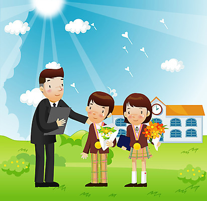 EPS 주간 구름 학생 여학생 여자 어린이교육 교육 남자 교복 어린이 남학생 꽃다발 일러스트 졸업 학교 산 졸업생 사람 소녀 소년 초원 야외 건물 가로 세명 햇빛 교사 하트 축하 졸업장 메달 눈물 어린이만 국내일러스트 자연요소 모양 직업 건축물 옷 꽃 감정 컨셉 태양 상_상패 파일형식 벡터