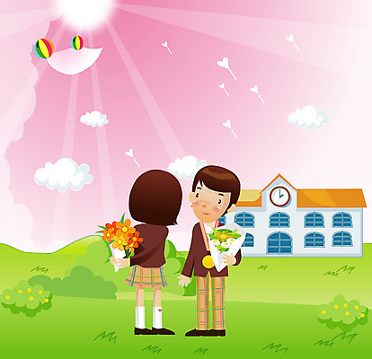 EPS 주간 구름 학생 여학생 여자 어린이교육 교육 남자 교복 어린이 남학생 꽃다발 일러스트 졸업 학교 산 졸업생 선물 사람 소녀 소년 초원 야외 두명 가로 햇빛 하트 축하 메달 풍선 어린이만 국내일러스트 자연요소 모양 옷 꽃 컨셉 태양 상_상패 파일형식 벡터