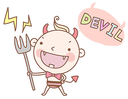 EPS 아이콘 캐릭터 영어 영어교육 한명 사람 단어 아기 악마 삼지창 데빌 아기만 2D아이콘 문자 1 교육 창 파일형식 벡터