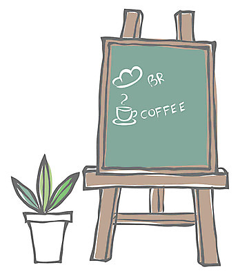 EPS 식물 아이콘 화분 커피 빵 잎 알림판 사람없음 카페 팻말 표지판 알림 라인아이콘 2D아이콘 음료 음식 프레임 상점 파일형식 벡터