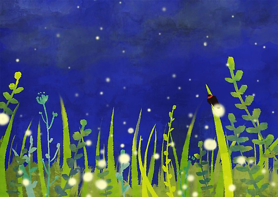 PSD 식물 동물 사계절 계절 백그라운드 야경 일러스트 자연 밤하늘 하늘 사람없음 야외 여름 빛 여름풍경 풀 야간 반딧불이 국내일러스트 자연요소 곤충 풍경 생태계 파일형식 여름_계절 풍경_경치