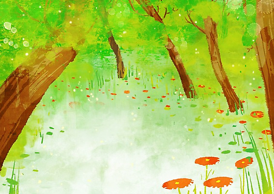 PSD 나무 식물 사계절 계절 꽃 백그라운드 꽃밭 일러스트 자연 풍경 사람없음 야외 여름 여름풍경 풀 숲속 국내일러스트 숲 생태계 파일형식 여름_계절