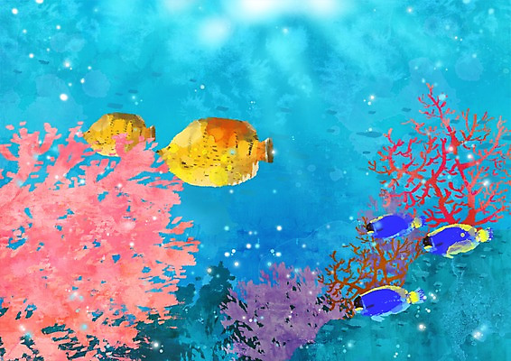 PSD 식물 동물 사계절 계절 바다 백그라운드 일러스트 자연 어류 풍경 사람없음 여름 바닷속 해저 여름풍경 해조류 산호 열대어 국내일러스트 수중 수중동물 해양식물 자포동물 생태계 파일형식 여름_계절