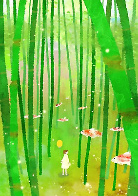 주간 PSD 나무 식물 사계절 계절 백그라운드 일러스트 상상 자연 어류 한명 풍경 야외 여름 판타지 여름풍경 숲 대나무 풍선 대나무숲 잉어 여자만 여자한명만 국내일러스트 자연요소 1 사람 수중동물 생태계 파일형식 여름_계절