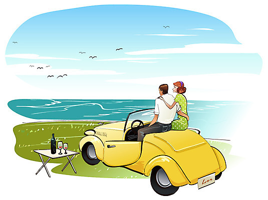 EPS 주간 동물 구름 라이프스타일 부부 여자 남자 바다 여행 술잔 데이트 일러스트 승용차 자동차 탁자 갈매기 조류 하늘 술병 휴식 잔 사람 성인 취미 해변 야외 두명 라이프 와인 드라이브 빈티지 성인만 국내일러스트 자연요소 식기 커플 육상교통 가구 컨셉 병_용기 주류 생활 운전 파일형식 벡터