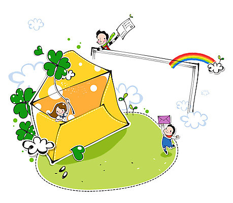 EPS 주간 식물 구름 여자 남자 신발 무지개 일러스트 편지봉투 사람 야외 새싹 네잎클로버 클로버 편지 국내일러스트 자연요소 봉투 파일형식 벡터